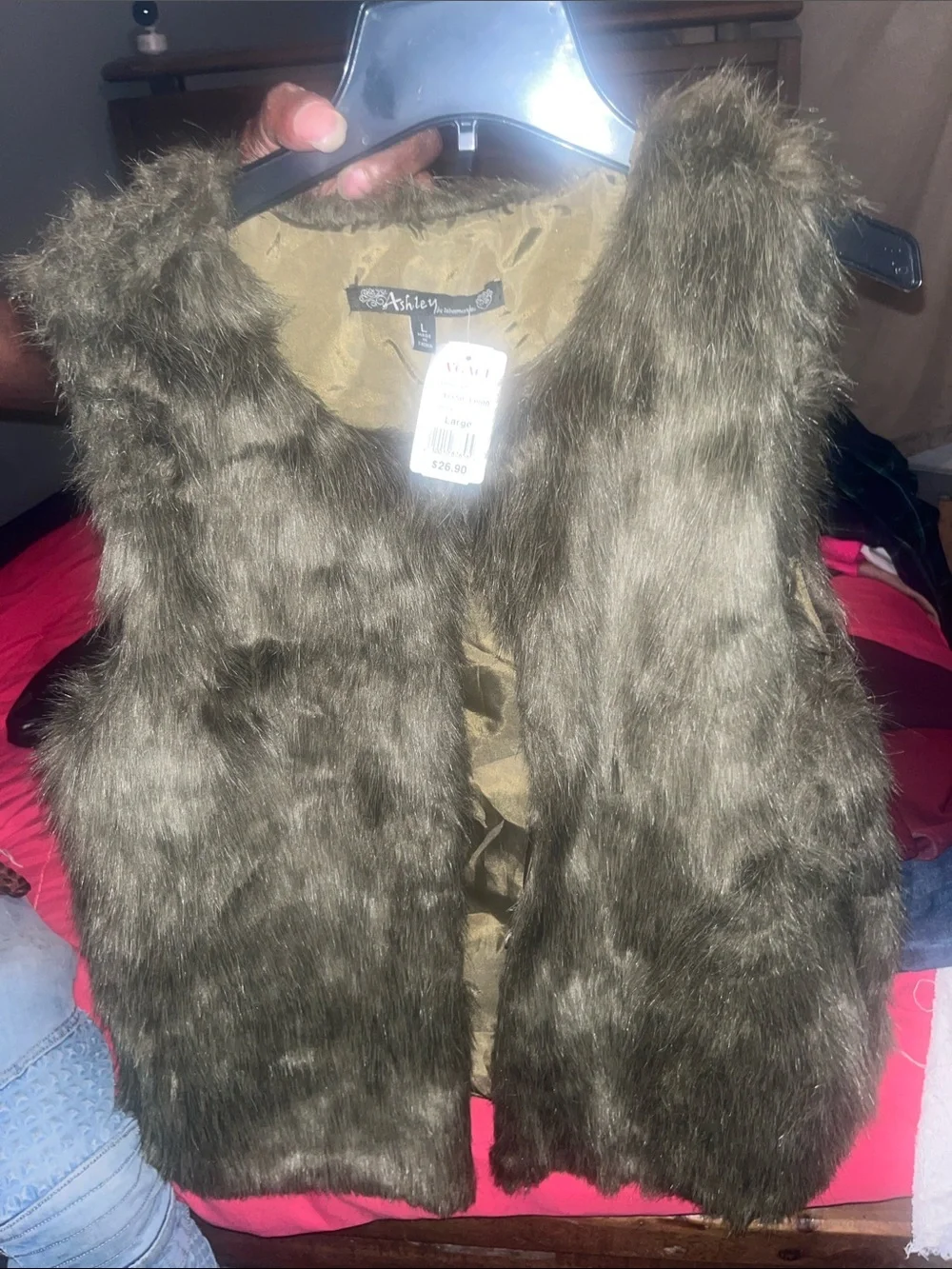 Ashley By 26 International Brown Faux Fur Vest - Cozy Sleeveless Layer